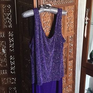 Sparkly Purple Long Length Evening Dress & Jacket